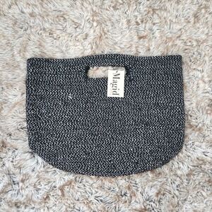 Magid Handbags Weaved Metallic‎ Clutch Handbag Black and Silver